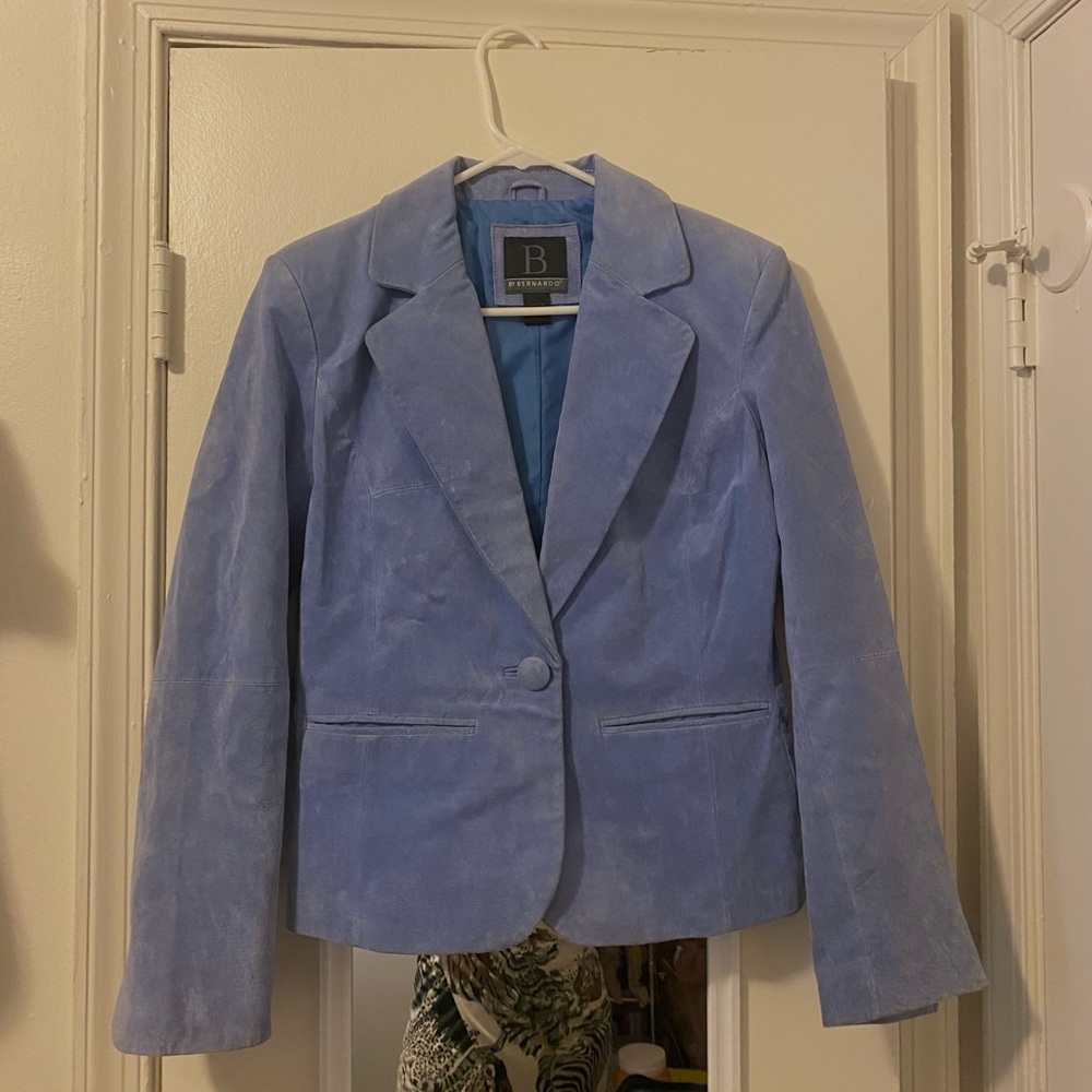 Vintage Sky Blue Bernardo Genuine Suede Blazer Jacket 💙